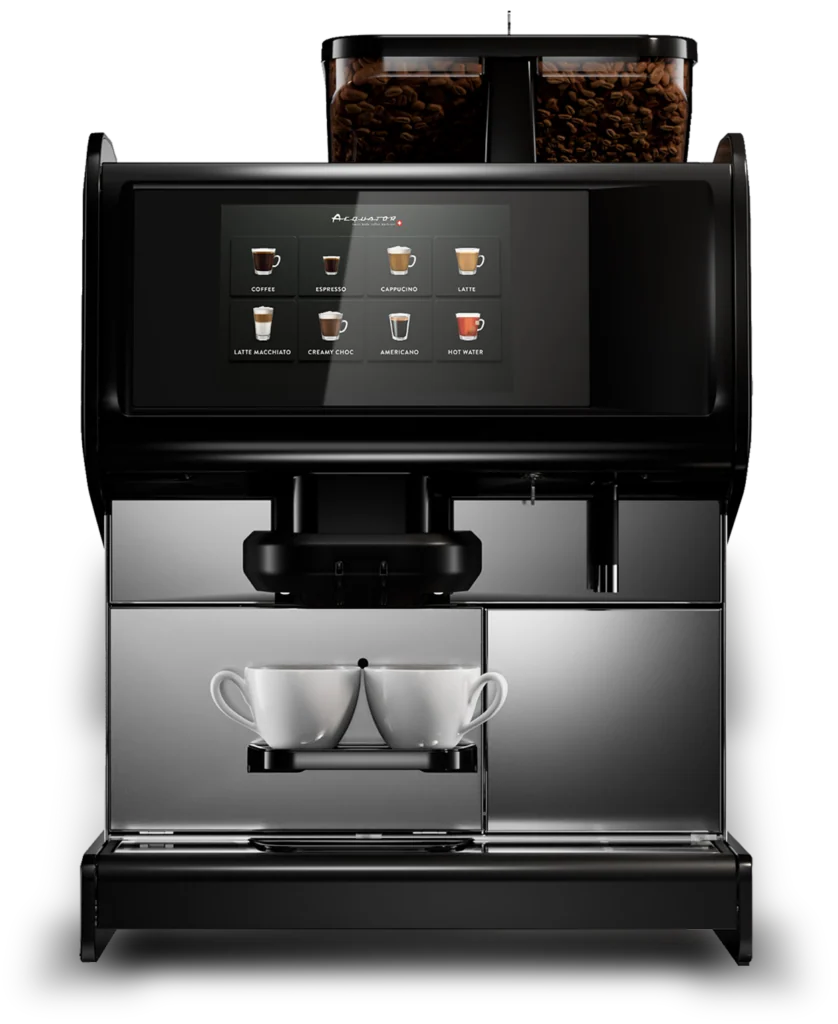 Aequator Panama Kaffeevollautomat mit zwei Bohnentrichtern, Touch-Display und zwei Tassen